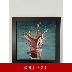 “Chocolate Splash” acrylic/canvas 30x30 cm original painting signed -  Certificate of Authenticity